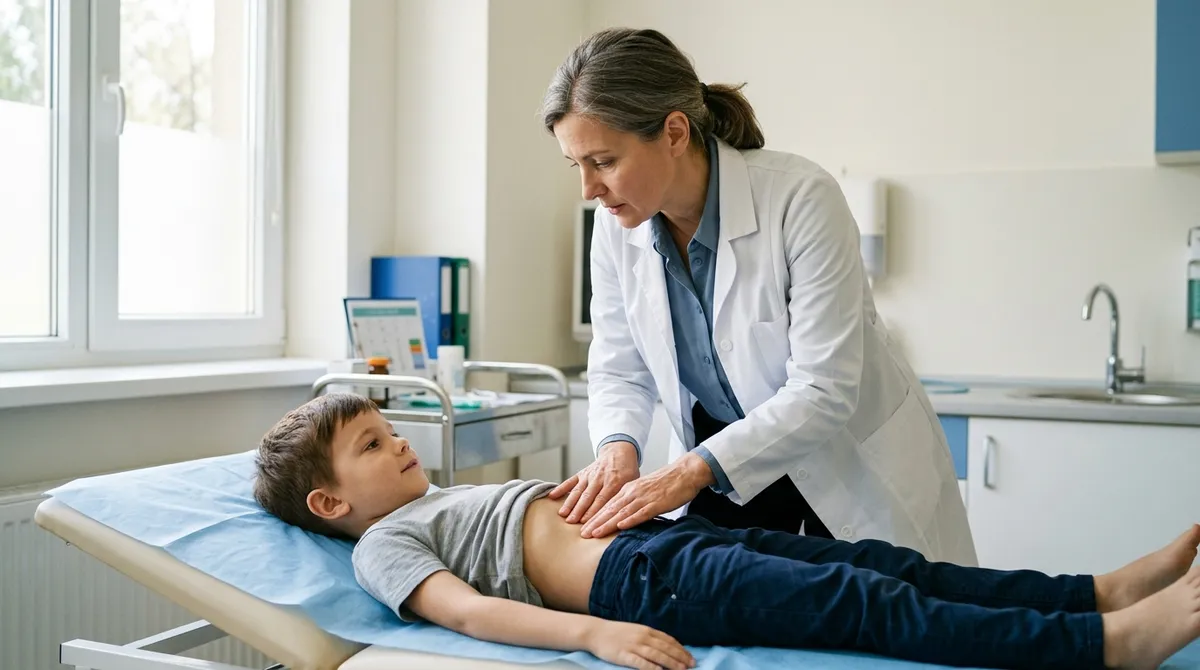 Pédiatre examinant l’abdomen d’un enfant